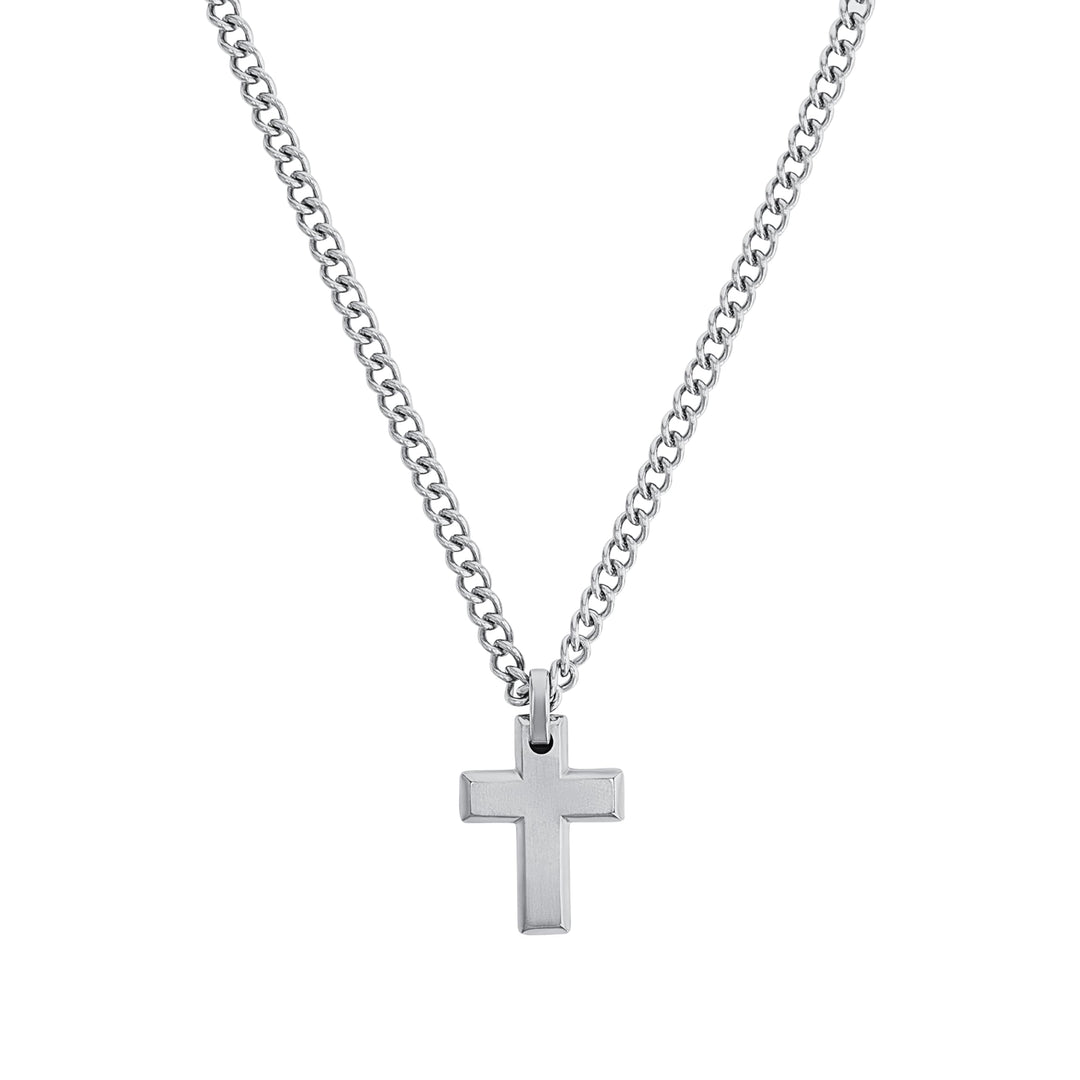 s.Oliver Kette mit Anhänger Edelstahl Herren Halsschmuck, 50 cm, Silber, Kreuz, Kommt in Schmuck Ges