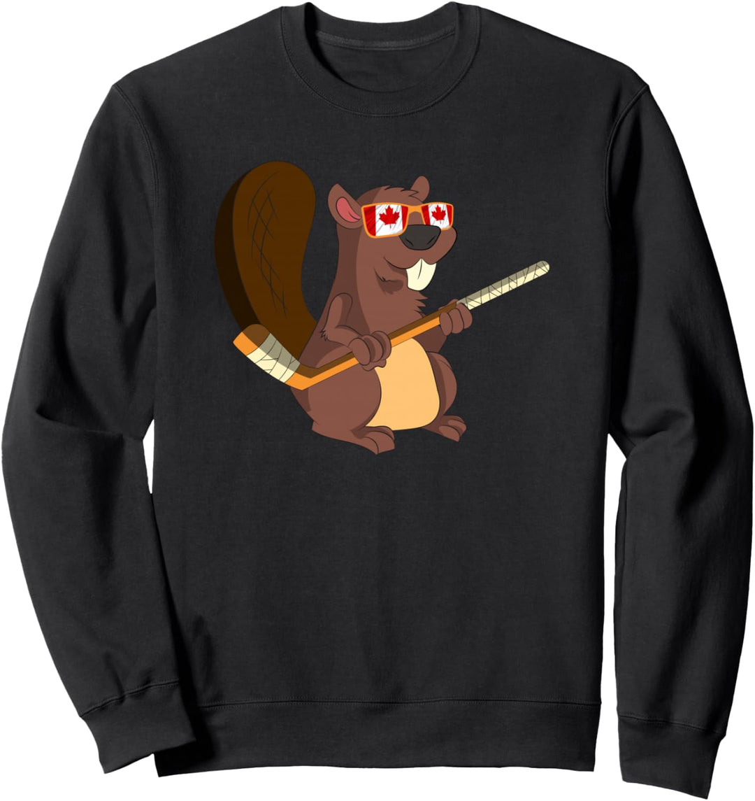 Biber Hockey Nagetier Kanadier Geschenk Süsses Kanada Sweatshirt