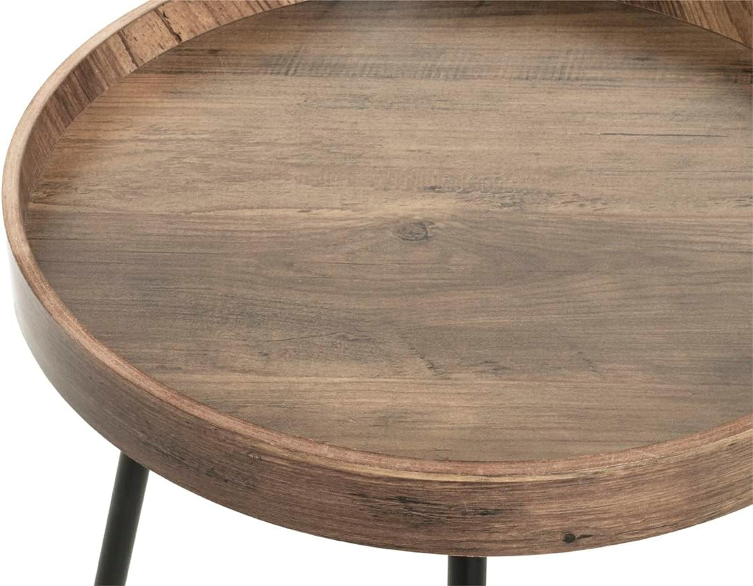 HAKU Möbel Beistelltisch, MDF, eiche, schwarz, Ø 40 x H 45 cm, Eiche, Schwarz