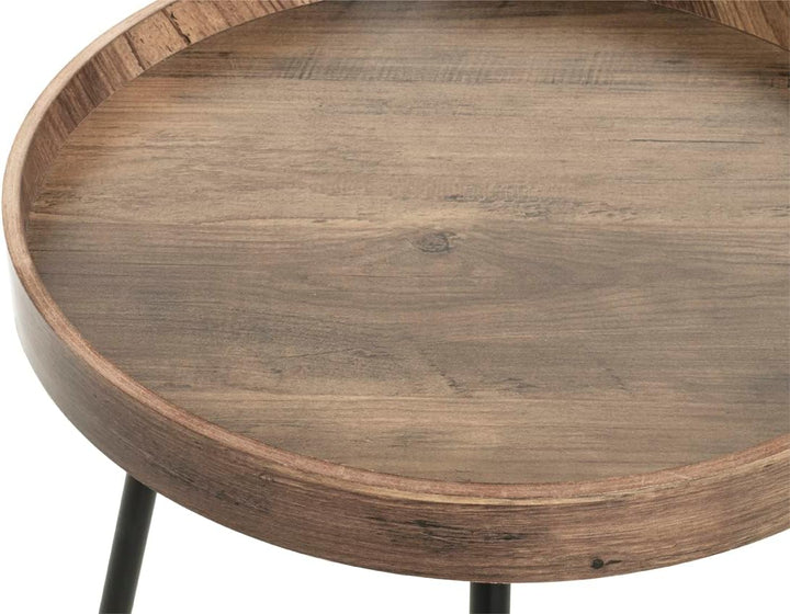 HAKU Möbel Beistelltisch, MDF, eiche, schwarz, Ø 40 x H 45 cm, Eiche, Schwarz