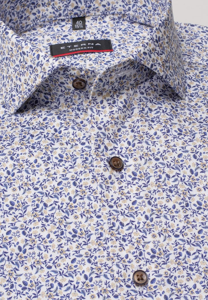 eterna Langarm Hemd Modern Fit Twill Bedruckt