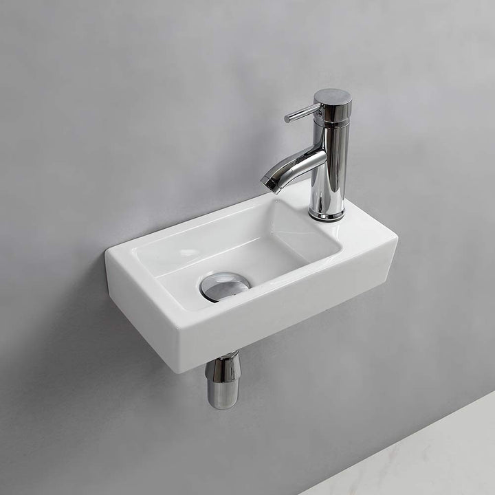 Waschbecken zur Wandmontage, klein, rechteckig, Keramik, rechts Moderne, Moderne