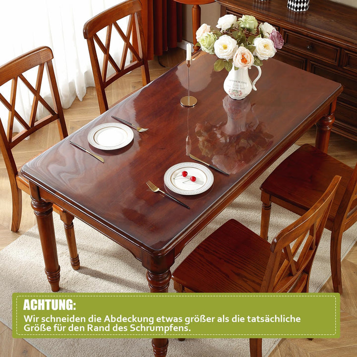 Tischfolie transparent 2mm, 45 x 100cm Transparente Tischdecke Tischschutz, Wasserdicht PVC Schreibt