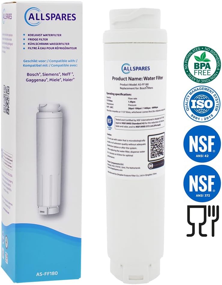 AllSpares Wasserfilter für Kühlschrank geeignet für Bosch Siemens Neff Gaggenau Balay 11034151/11028