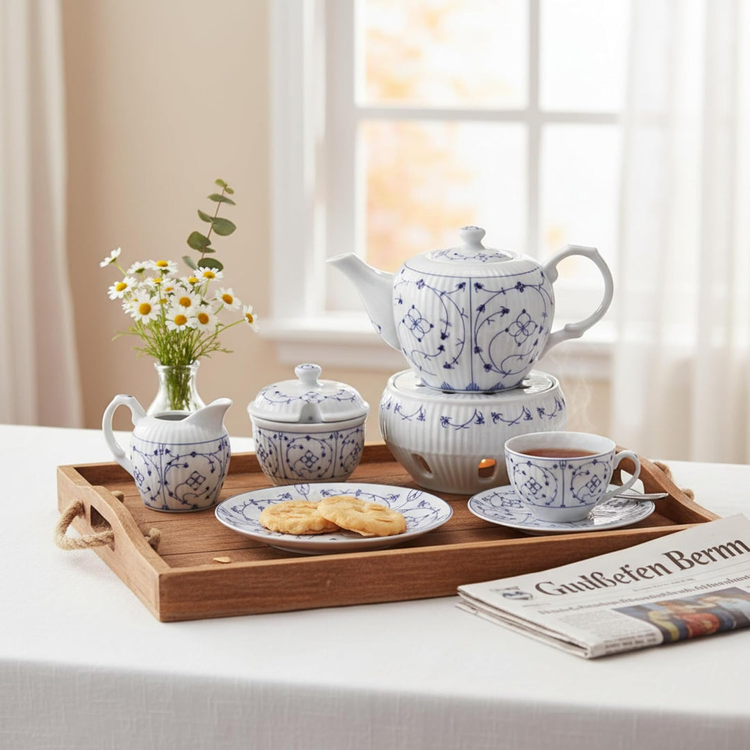 Teeservice indisch blau-22 tlg.