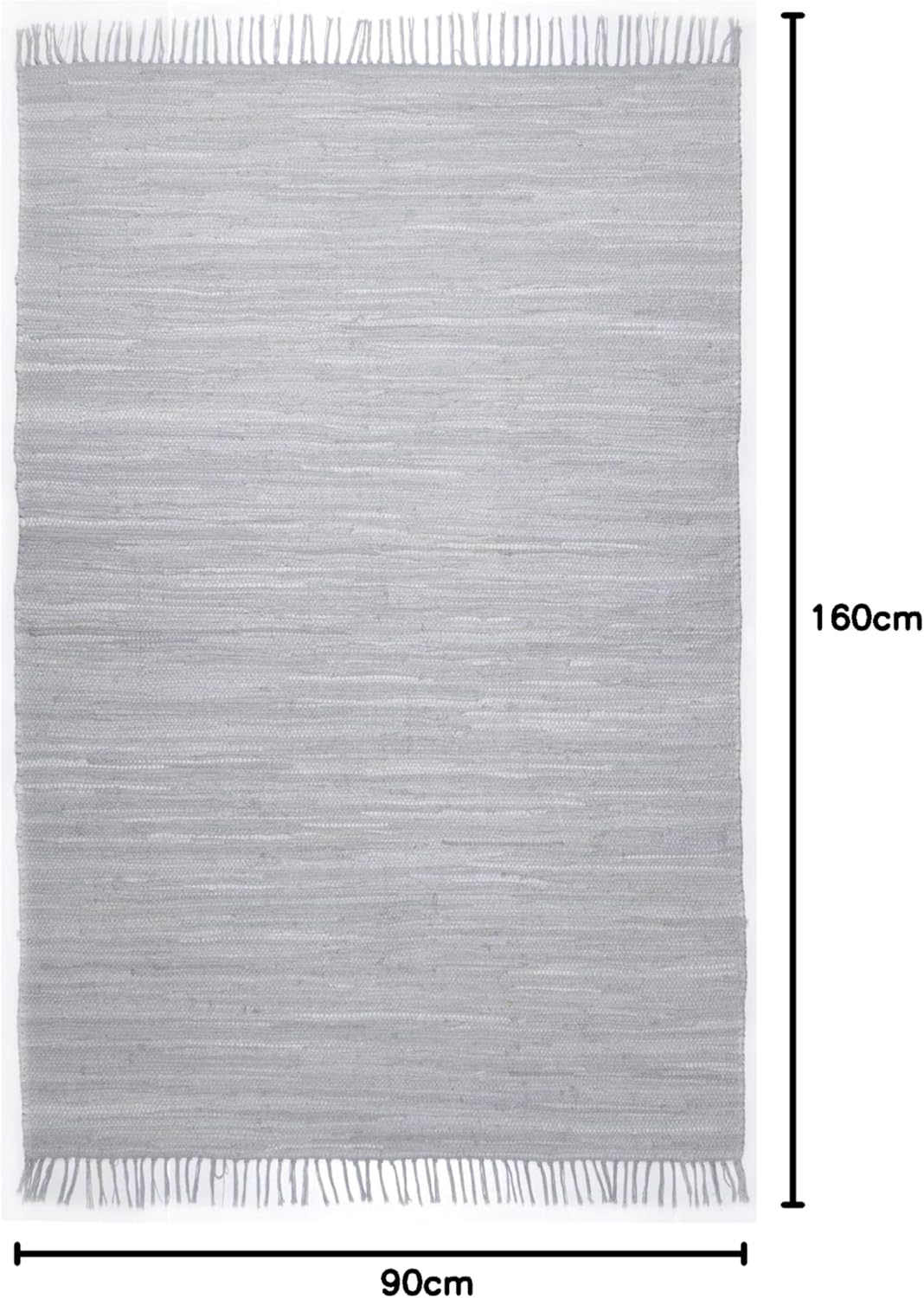Theko | Dhurry Teppich aus 100% Baumwolle Flachgewebe Teppich Happy Cotton | handgewebt | Farbe: Gra