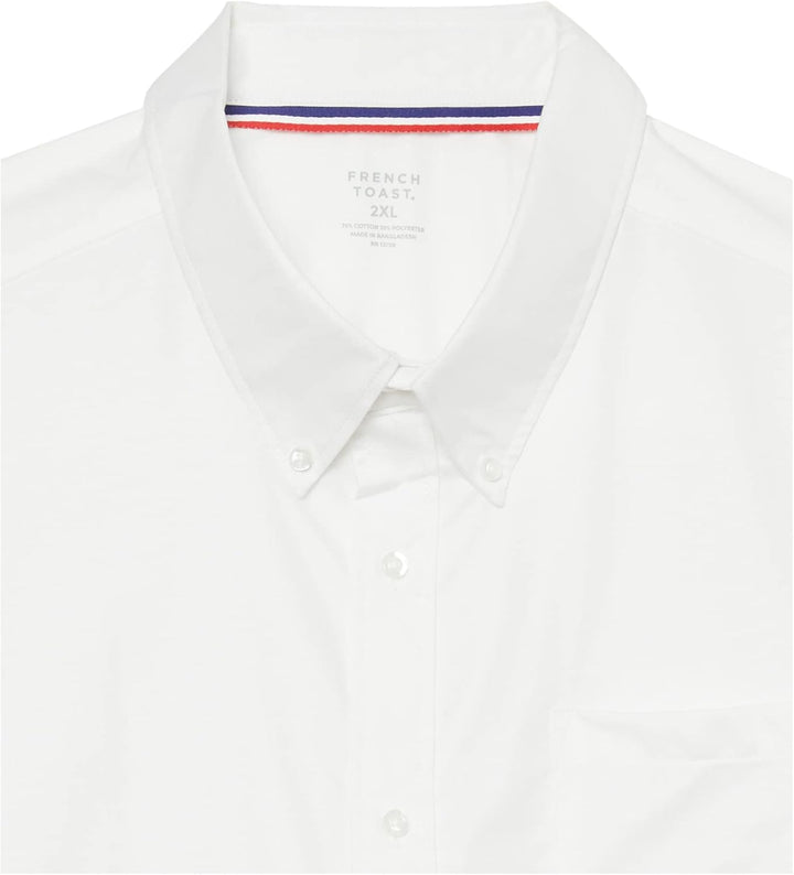 French Toast Boys' Short Sleeve Oxford Dress Shirt, White, 12 Husky