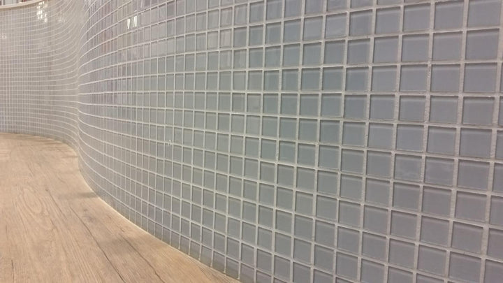 Mosaik Quadrat Crystal uni hellgrau Glasmosaik Transluzent Transparent 3D Fliesenspiegel, Mosaikstei