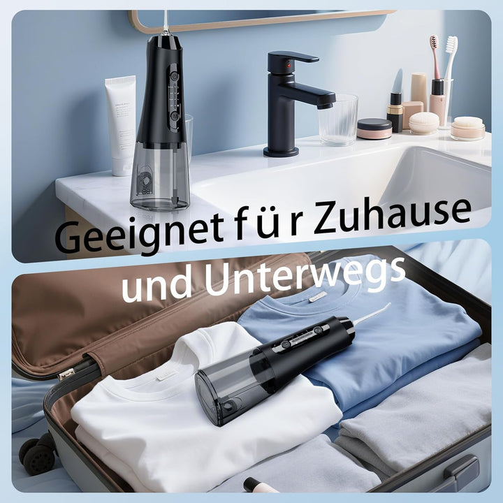 Munddusche Testsieger 2026, 320ML Wassertank IPX7 Wasserdicht, 5 Multifunktionale Jet-Tipps und 4 Mo