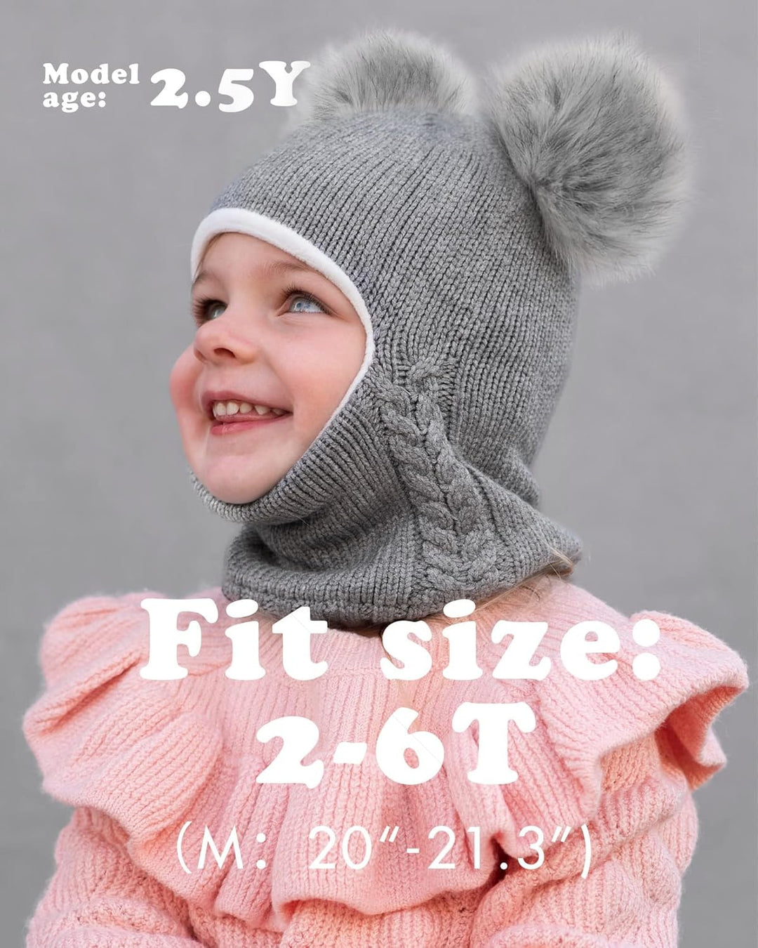 FURTALK Kleinkind Baby SchalMütze warm gefüttert Kinder Strickmütze Pom Pom Wintermütze für Mädchen