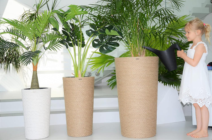 KORAD Pflanzentopf/Übertopf 41 hoch Stil Boho EKO Natural, geflochtene Juteschnur, Graskorb, Jute, E