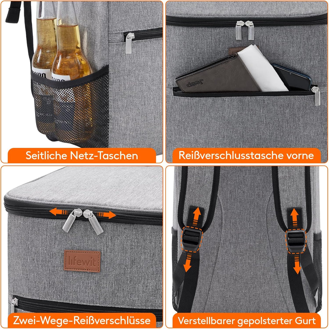 Lifewit 24L Kühl Rucksack Kühlrucksack Kühltasche Picknicktasche Gross Isoliert Cooler Bag Männer Fr