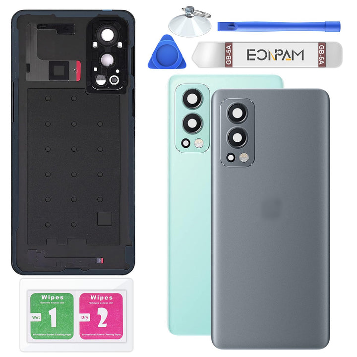 Eonpam Akkudeckel für OnePlus Nord 2 5G Rückseite Glas Backcover Ersatz Reparatur Set mit Kameraobje