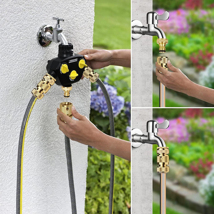 iBamso Messing Schlauchanschluss, 4 Stück Schlauchverbinder, Gartenschlauch Schnellkupplungen einfac