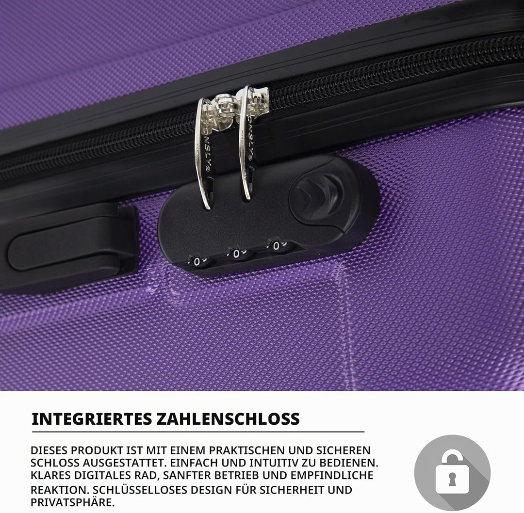 Trolley Koffer Suitcase, Reisekoffer, Rollkoffer Handgepäck, Hartschalenreisekoffer mit 4 Rollen 360