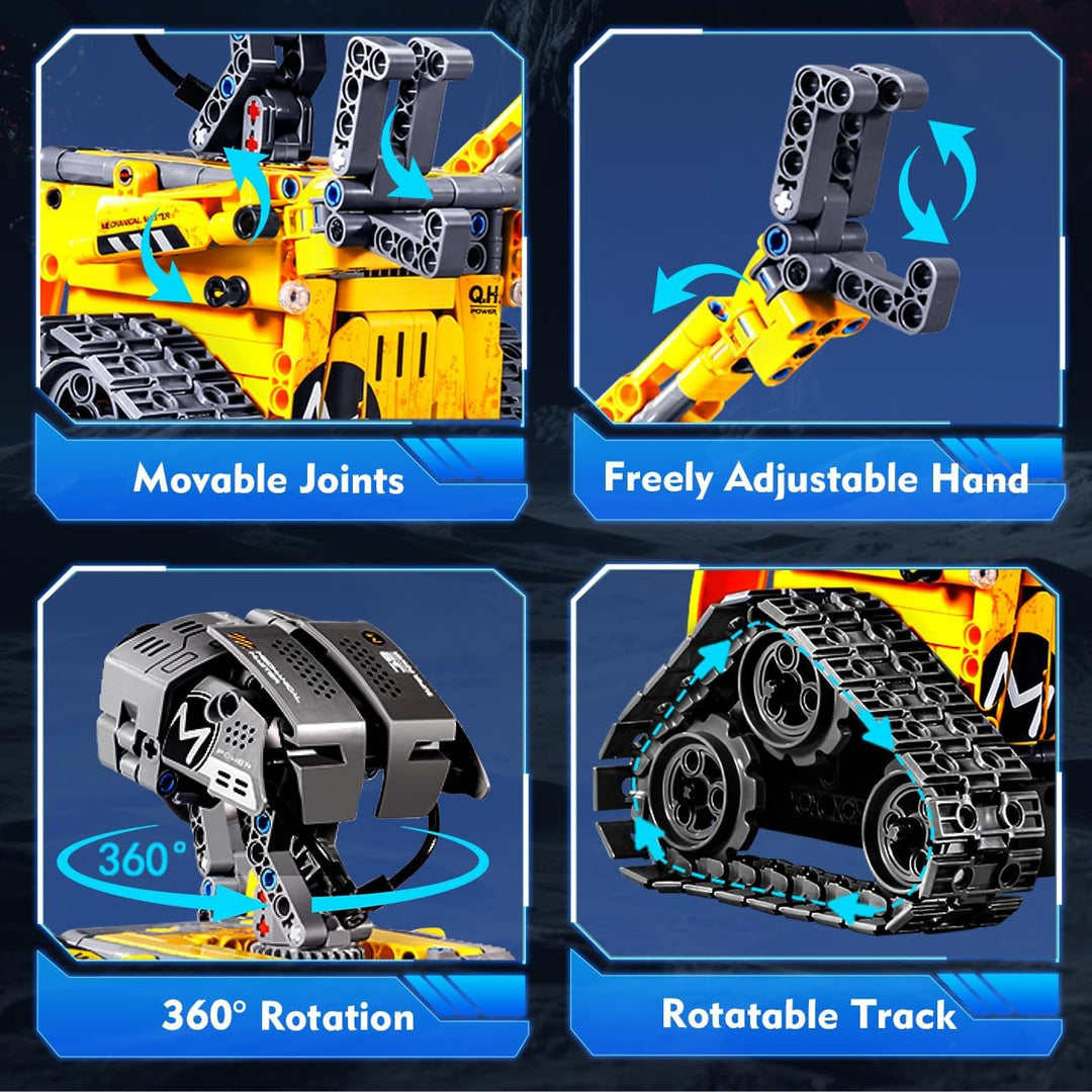 Technik Roboter für Kinder Bausatz - 5-in-1 mit Fernbedienung und App Steuerung | 520 Stück RC Wall