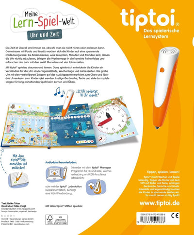 Ravensburger tiptoi Buch - Mein Lern-Spiel-Abenteuer | Uhr und Zeit + Kinder ABC Buchstaben Poster |