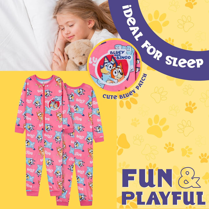 BlueY Mädchen Jumpsuit mit Bündchen an Ärmeln und Knöcheln, Warmer Schlafanzug Kinder, Kinder Rosa 2