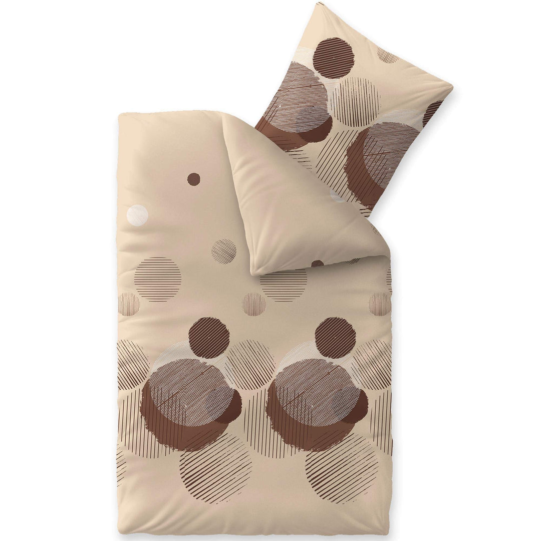 CelinaTex Touchme Biber Bettwäsche 155 x 220 cm 2teilig Baumwolle Bettbezug Lina beige grau schwarz