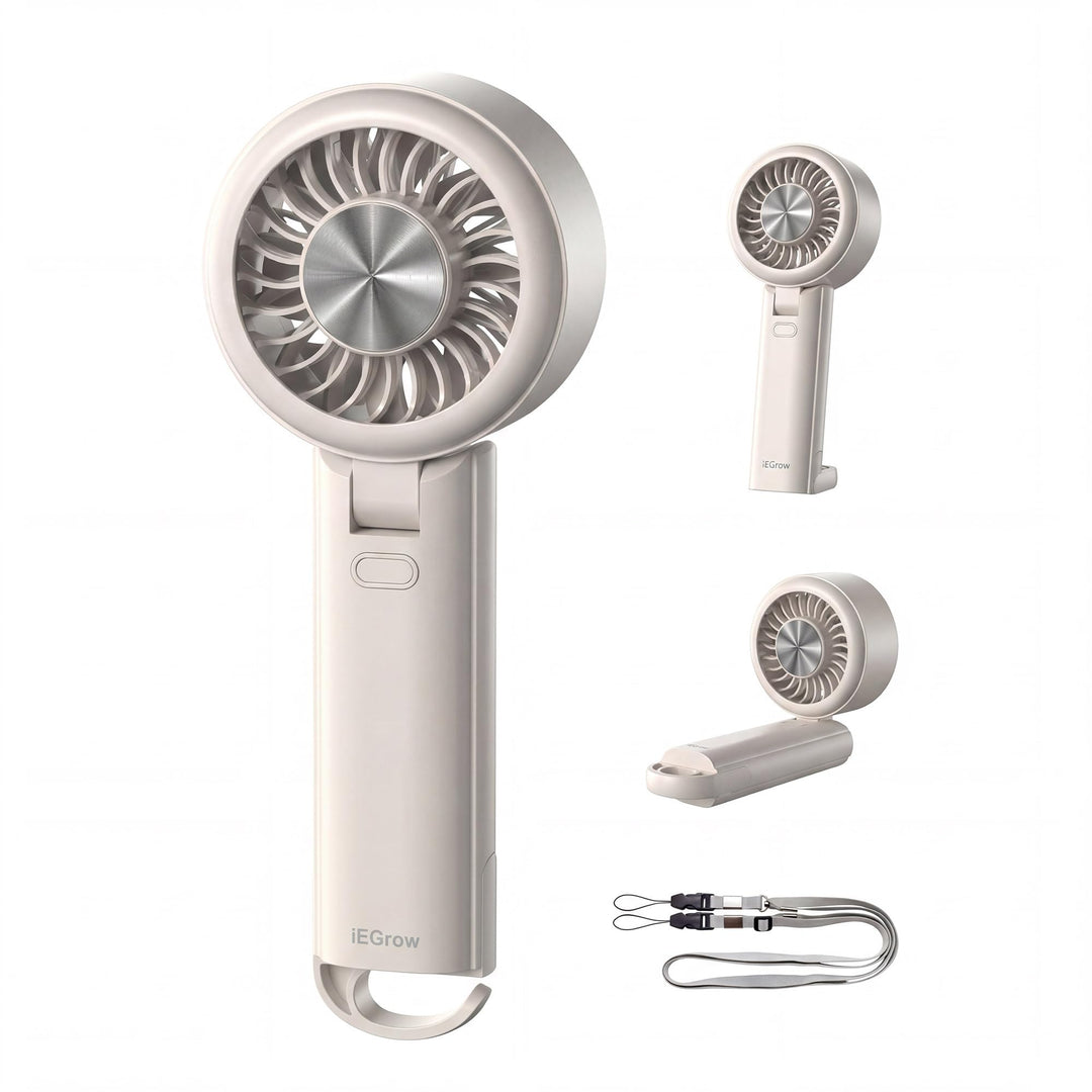 iEGrow Handventilator, Tragbarer USB Aufladbarer Mini Ventilator mit 3 Geschwindigkeitsstufen, Faltv