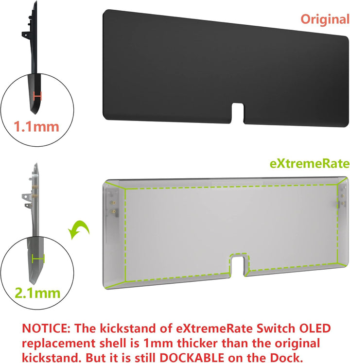 eXtremeRate Full Hülle für Nintendo Switch OLED, DIY-Ersatz Konsole case & Kickstand, NS Joycon Gehä