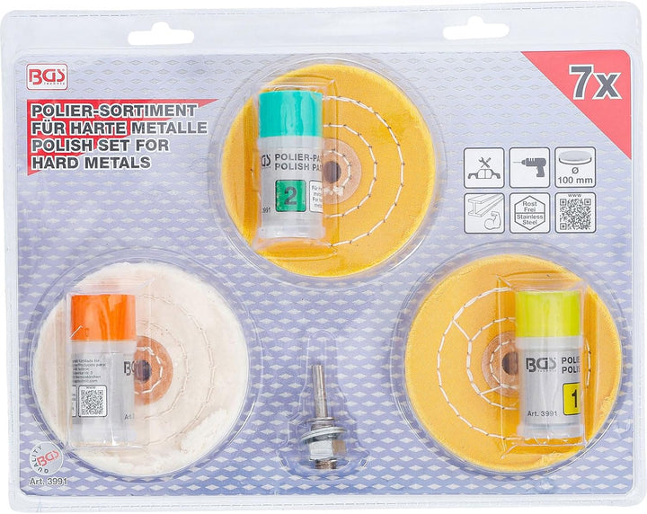 BGS 3991 | Polier-Sortiment für harte Metalle | 7-tlg., für harte Metalle