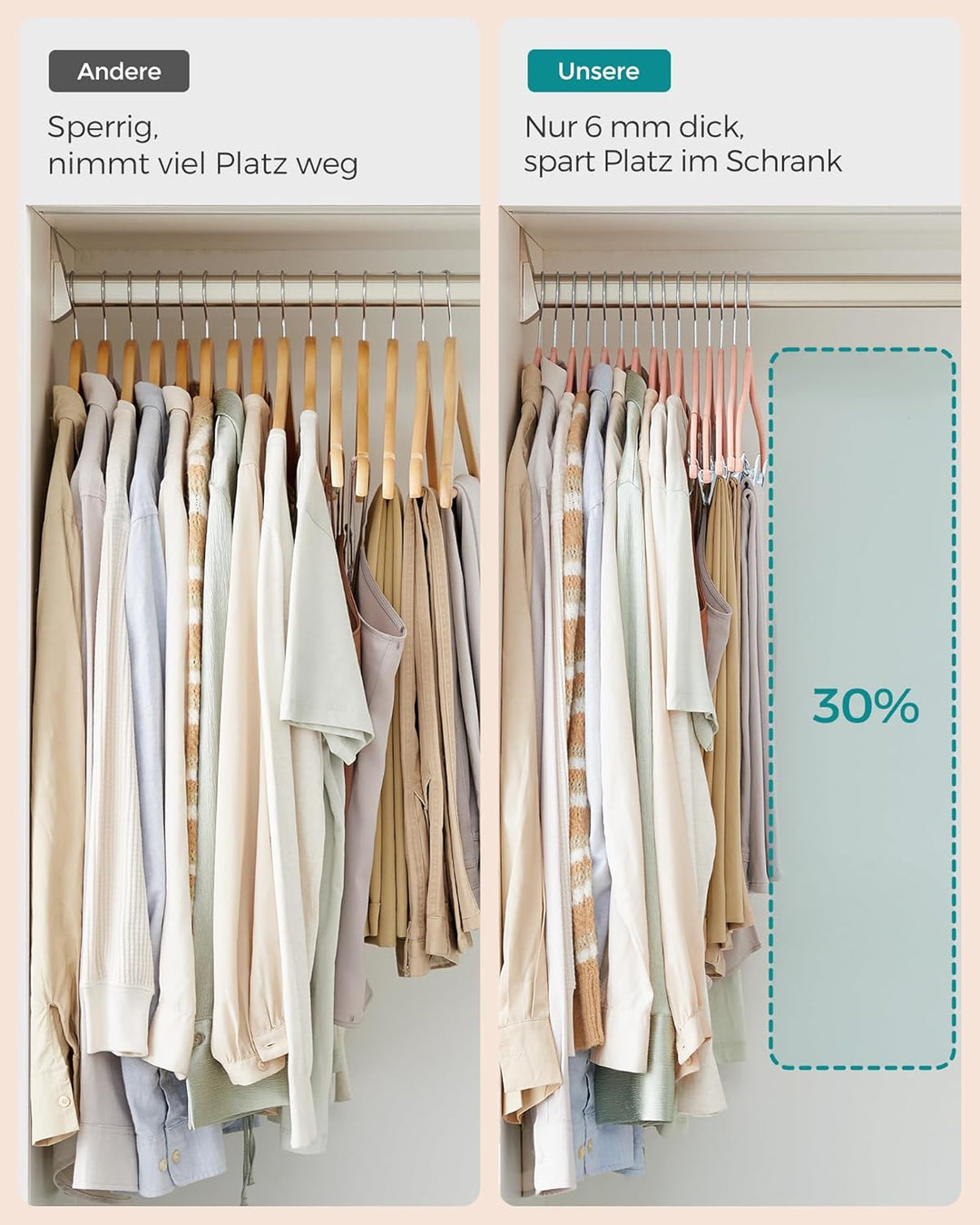 SONGMICS Kleiderbügel Samt, 10er Set, Rockbügel, 42,5 cm breit, mit verstellbaren Clips, rutschfest,