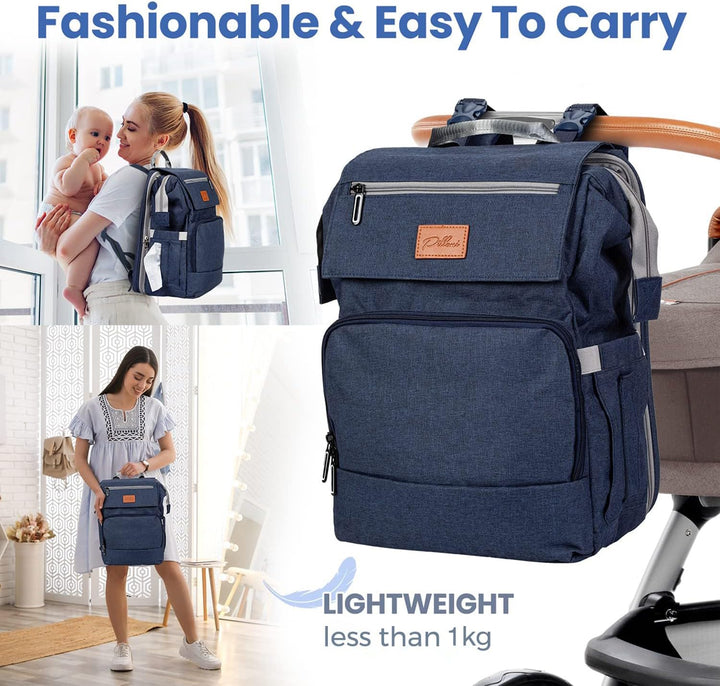 PILLANI Babywickeltaschen-Rucksack, grosse Tasche für Jungen und Mädchen, wasserdichter Wickelrucksa