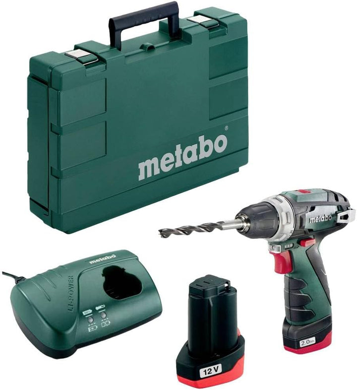 Metabo 600080500 Akku-Bohrschrauber klein PowerMaxx BS Basic 10,8V, 2x 2Ah Li-Ion Akkus, inklu. Lade