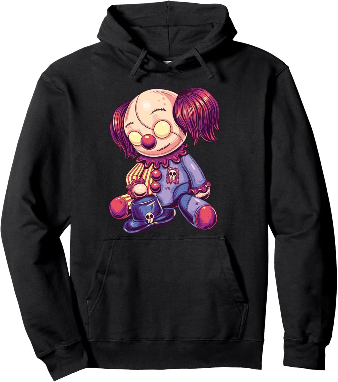 Pastel Goth Creepy Clown Doll Japanese Anime Kawaii Menhera Pullover Hoodie