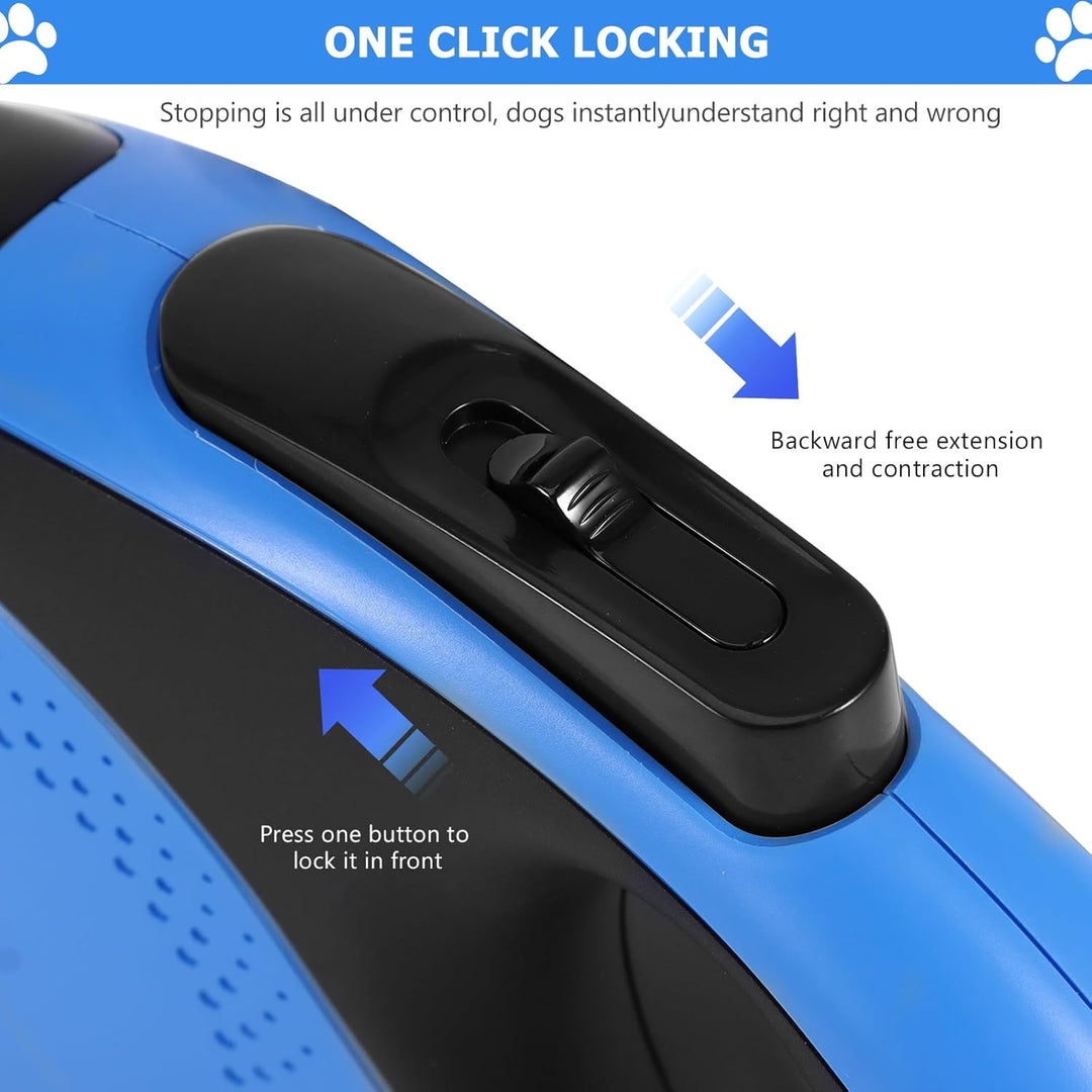 Hundeleine 5m, Blau 360° Verknotungsfreier Flexi Leine mit LED-Licht, Rollleinen für Hunde Einziehba
