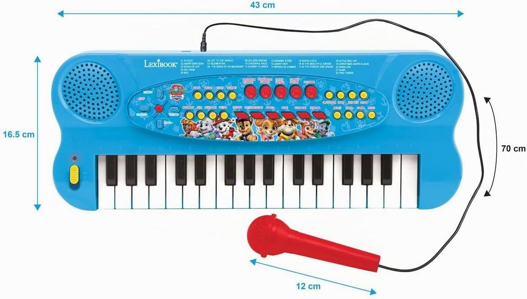 Lexibook Paw Patrol Elektronisches Keyboard mit Mikrofon, 32-Tasten-Piano, Mikrofon zum Singen, 22 D