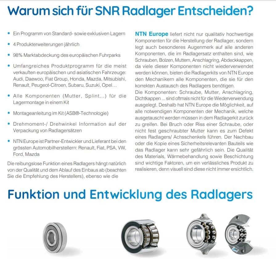 SNR Radlager Radlagersatz Kugellager original (R186.25)