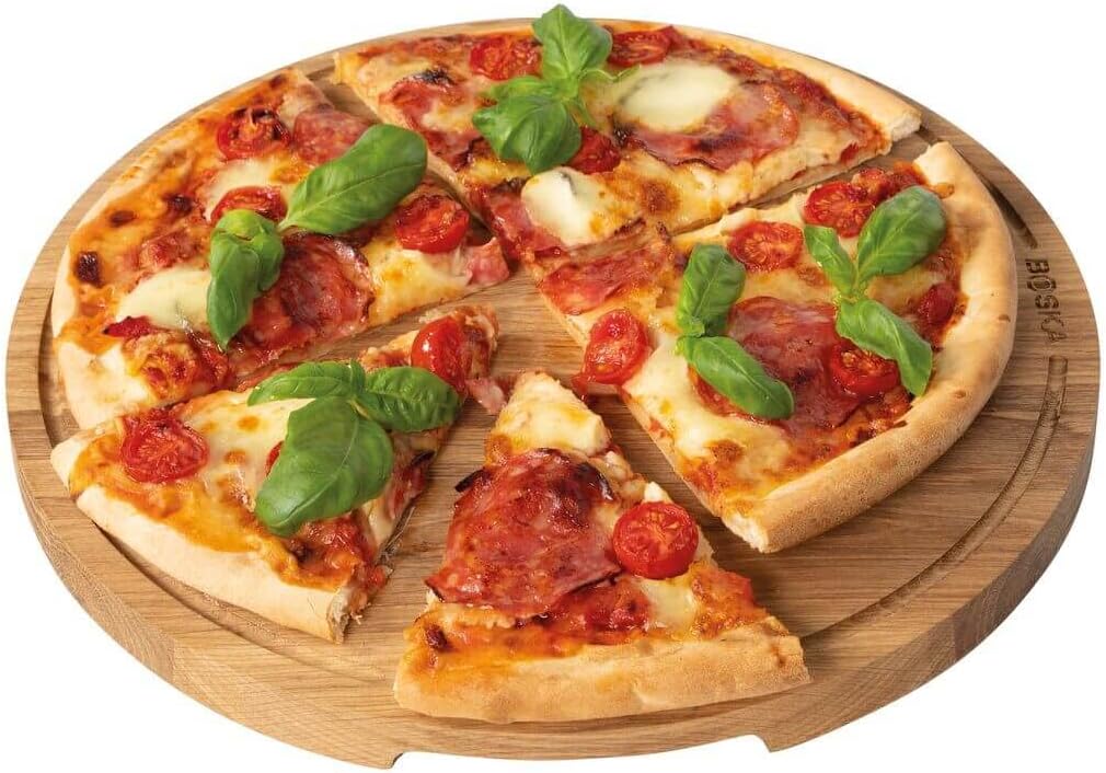 Boska Pizzabrett Friends L/Servierbrett aus Eichenholz/Pizza, Tapas und andere Speisen/Praktische Au