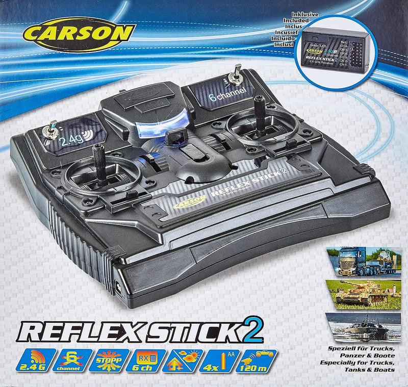 Carson 500501006 FS Reflex Stick II 2.4 GHz – 6-Kanal-Fernsteueranlage, Fernbedienung mit Empfänger