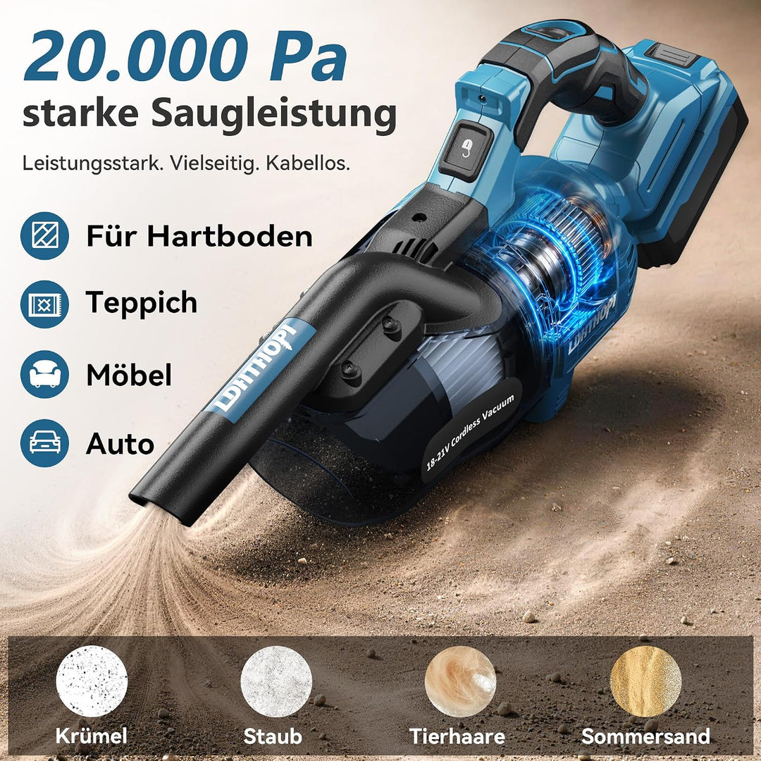 LDHTHOPI Akku Staubsauger für Makita 18V,20000 Pa Starke Saugleistung,1,28 kg Leichter Staubsauger m