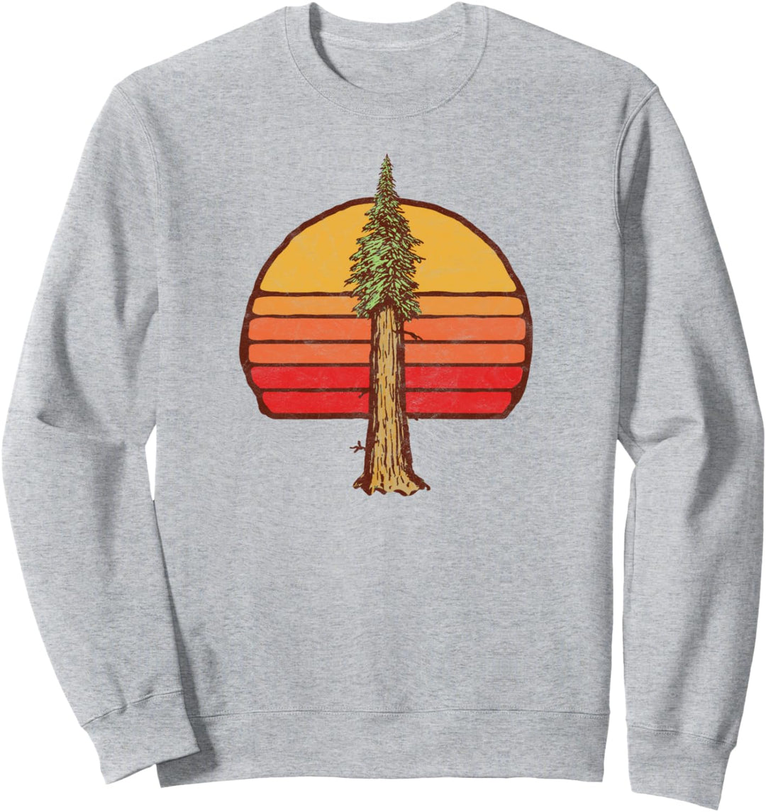 Retro Sun Minimalist Sequoia California Tree Graphic Sweatshirt