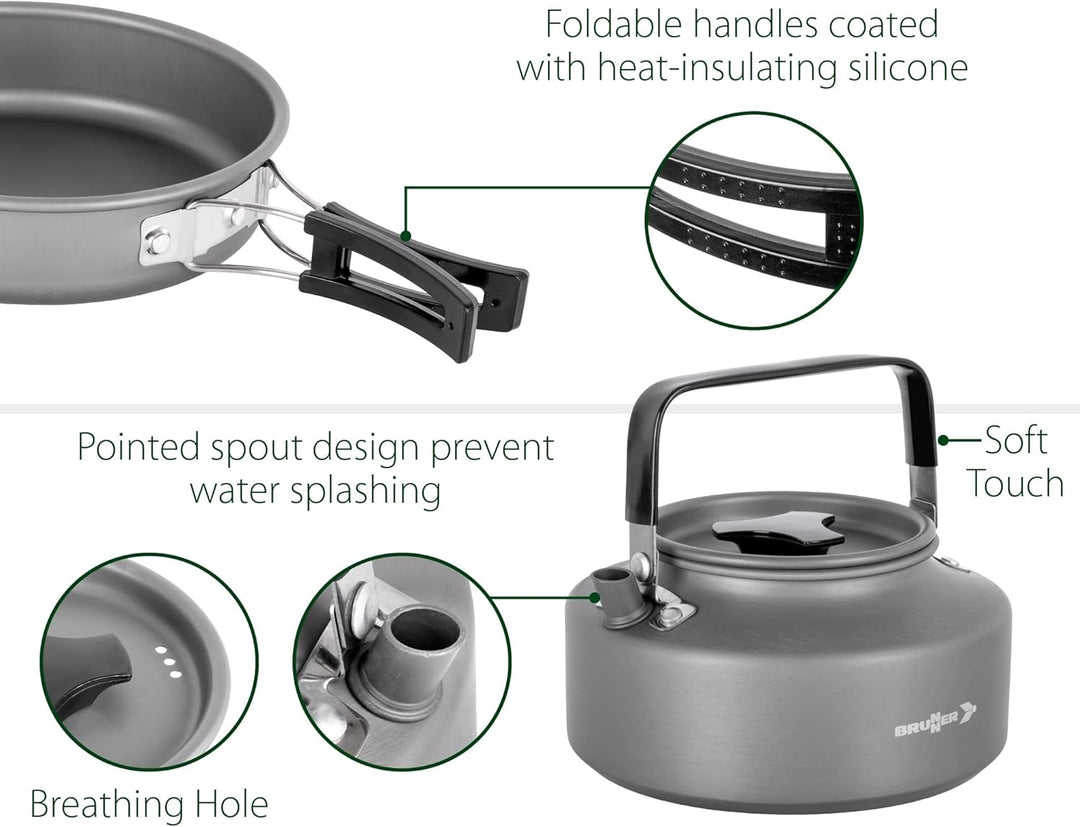 Brunner 0802024N Popote Outdoor Aluminium Packpot Ultralite 18 für 3/4 Personen