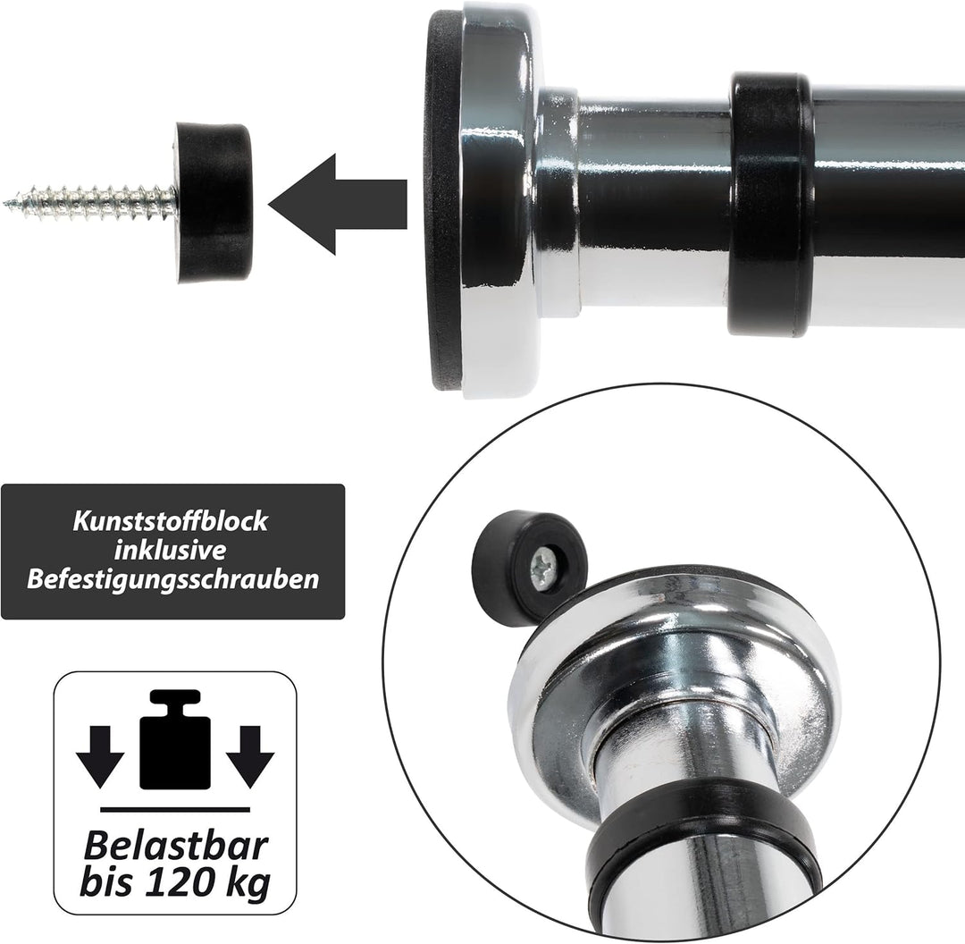Klimmzugstange für Türrahmen silber Griffe stufenlos einstellbar 63-100 cm für Workout Kraftübungen