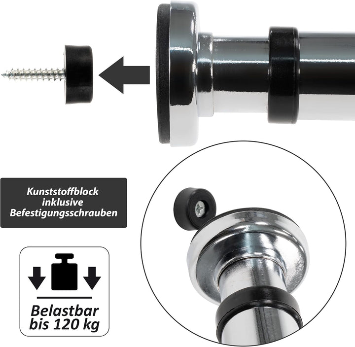 Klimmzugstange für Türrahmen silber Griffe stufenlos einstellbar 63-100 cm für Workout Kraftübungen
