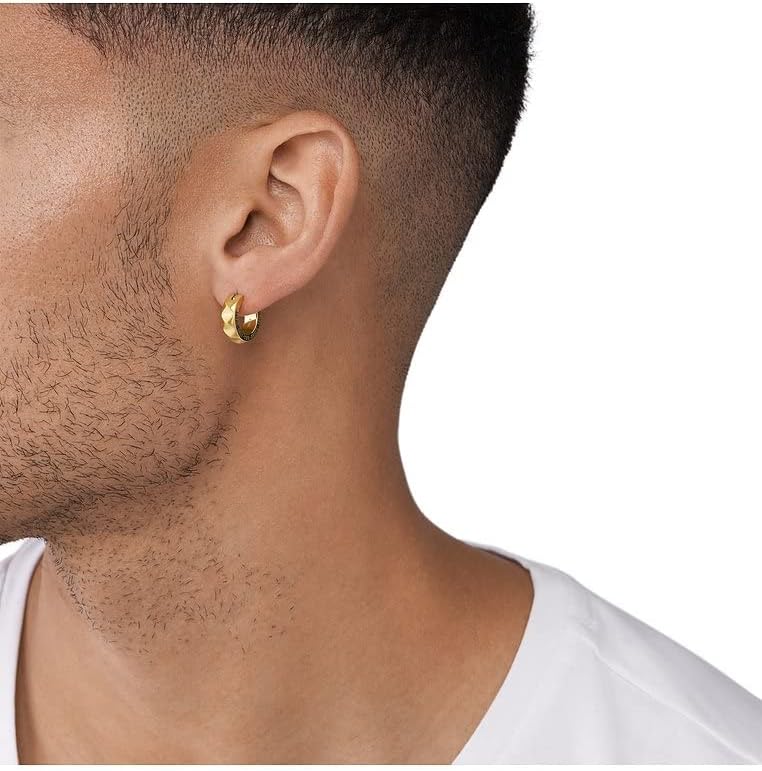 Diesel Ohrringe Für Männer Stahl, Länge: 14.15mm, Breite: 4.5mm, Höhe: 15.3mm Gold-Edelstahl-Ohrring