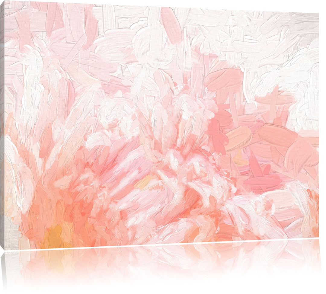 Pixxprint Gerbera-Blume in Pastelltönen Kunst Pinsel Effekt, Format: 100x70 auf Leinwand, 100x70