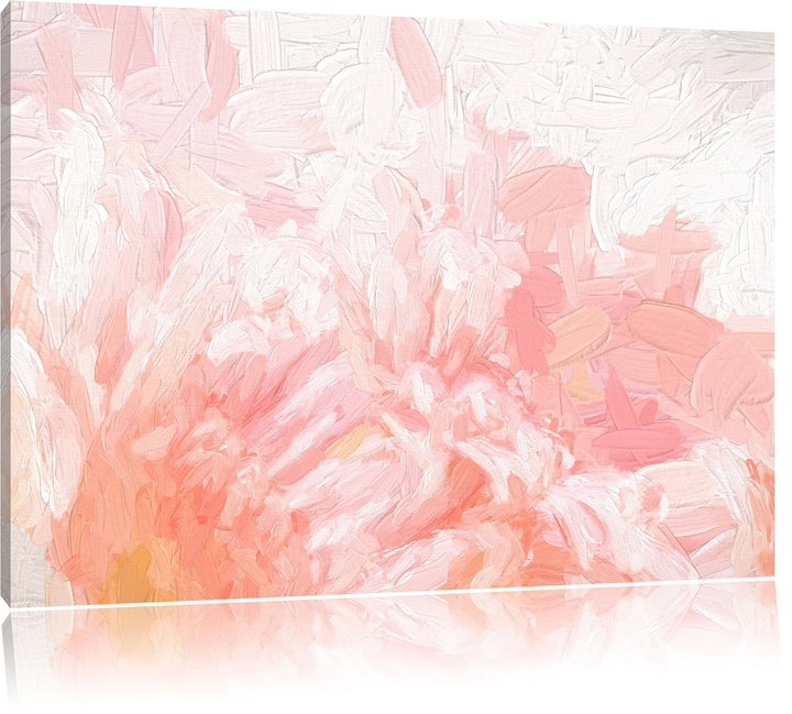 Pixxprint Gerbera-Blume in Pastelltönen Kunst Pinsel Effekt, Format: 100x70 auf Leinwand, 100x70