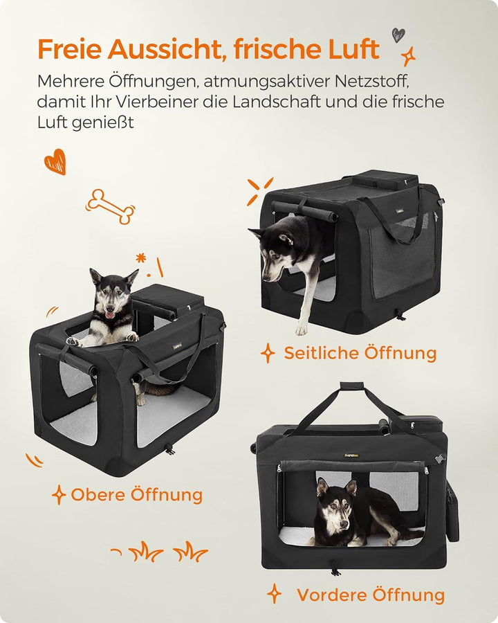 Feandrea Hundebox faltbar, Transportbox Hund, XXXL, Hundetasche, Oxford-Gewebe, Netzstoff, atmungsak