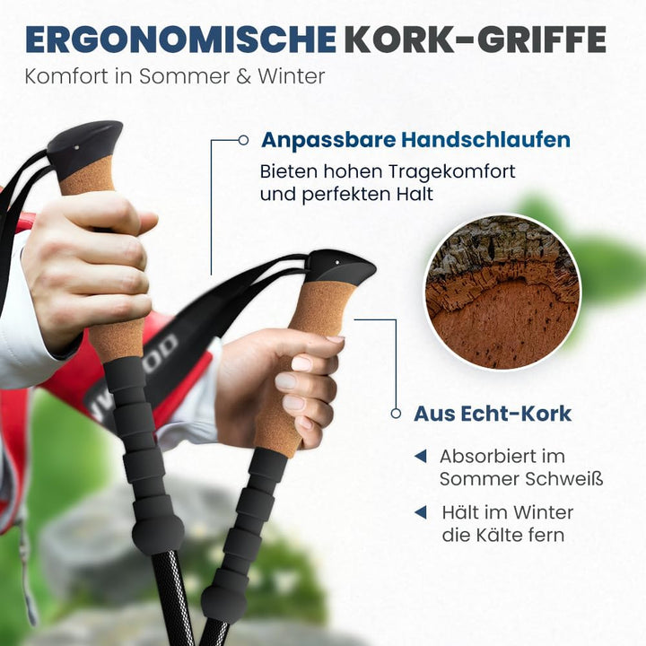 Steinwood Premium Carbon Wanderstöcke - Trekkingstöcke - extra leicht, verstellbar mit Teleskop und