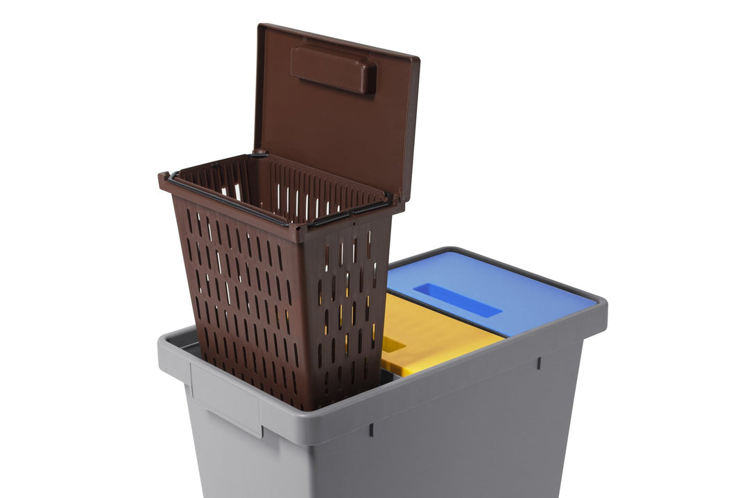 MATTIUSSI Polymax + Umimax: Mini-System für die Mülltrennung mit Feuchtbehälter, 40 l insgesamt + 6