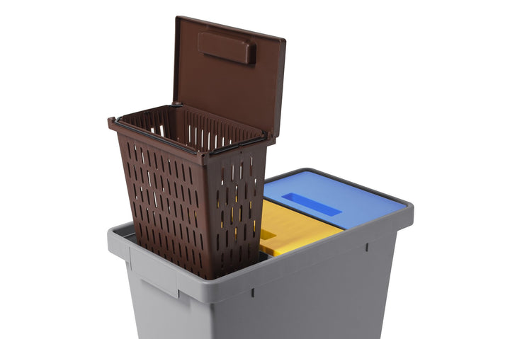 MATTIUSSI Polymax + Umimax: Mini-System für die Mülltrennung mit Feuchtbehälter, 40 l insgesamt + 6