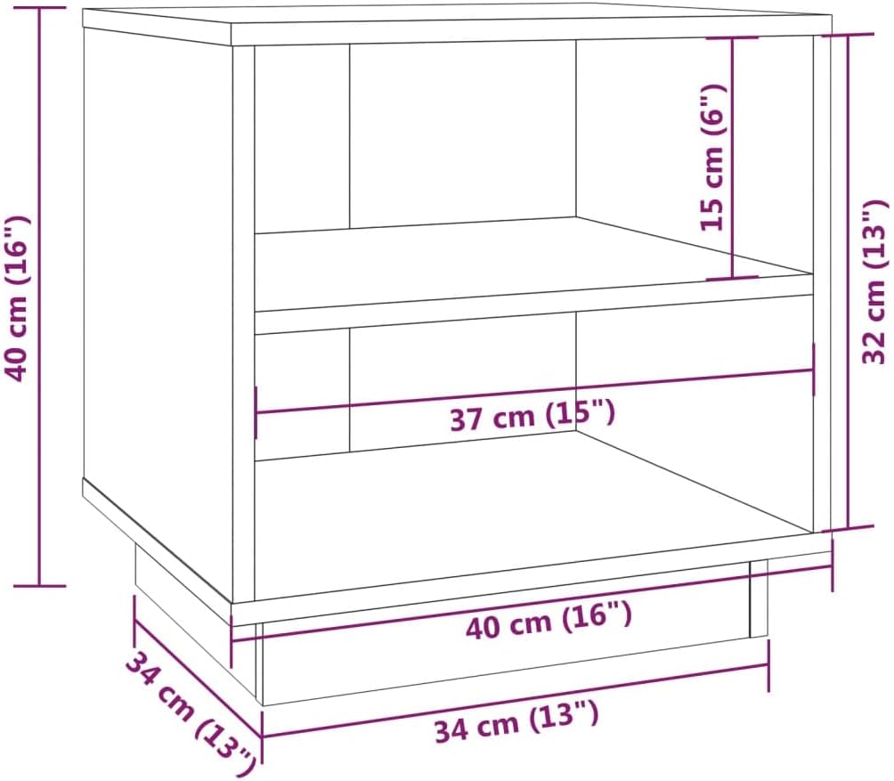 Bedside Table Nachtkonsole Beistelltisch mit Stauraum Night Stand Nachttisch Weiss 40x34x40 cm Massi