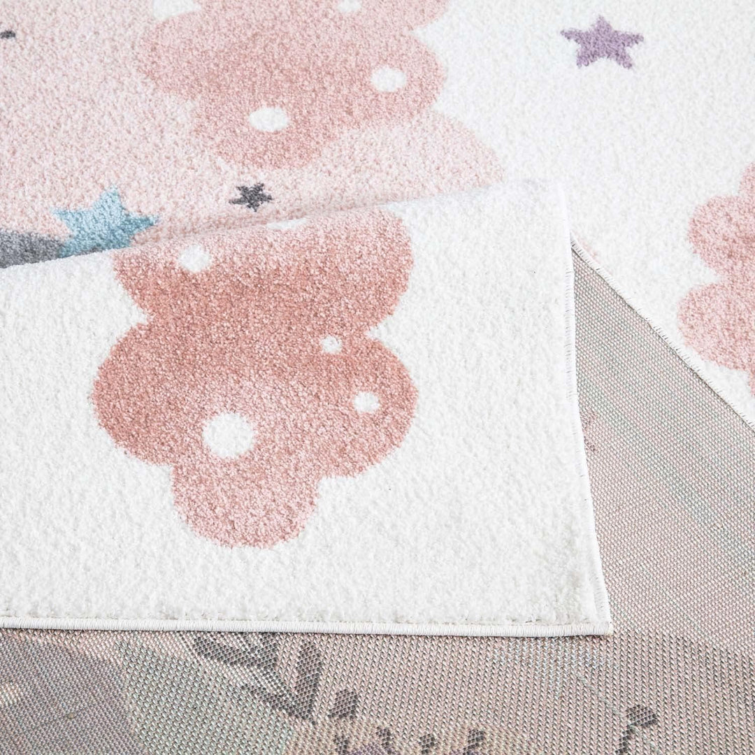 carpet city Teppich Kinderzimmer Mond - Creme, Multi - 190x280 cm - Kinderteppich Kurzflor mit Wolke