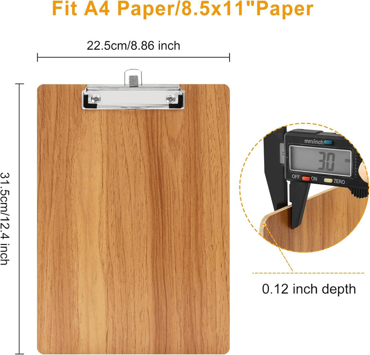 Klemmbrett Holz A4,Klemmbrett aus Holz mit Stifthalter,Klemmbretter für Geschäft, Büro, Schule Oder
